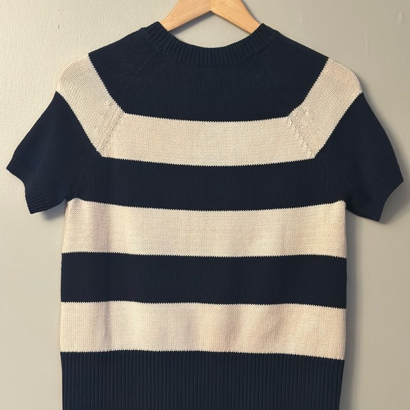 J. Crew Sweaters - J. Crew Navy & Cream Striped Short-Sleeve Crew Sweater Size Small 100 Cotton